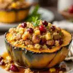 easy sausage and cranberry stuffed acorn squash - featured image