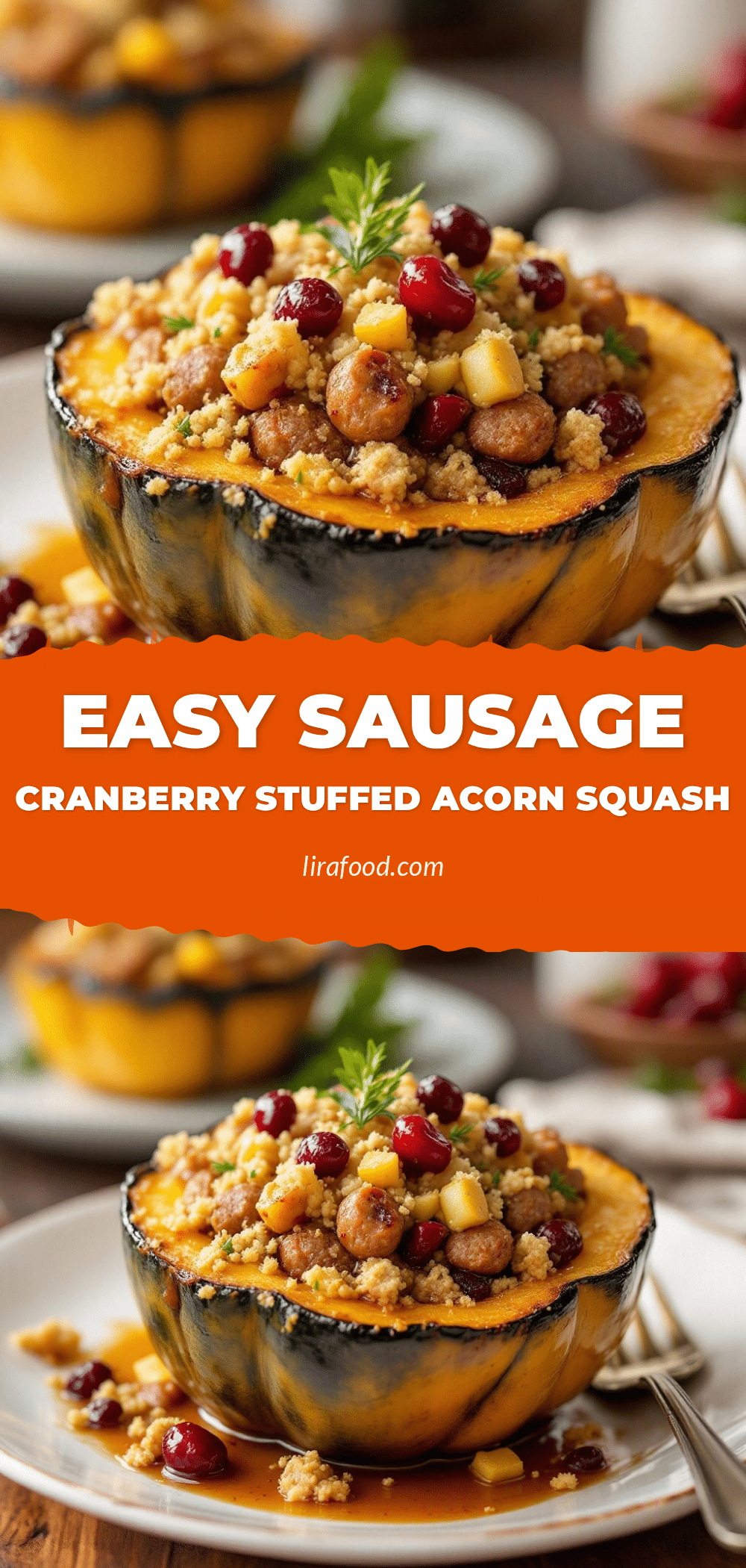 easy sausage and cranberry stuffed acorn squash recipe