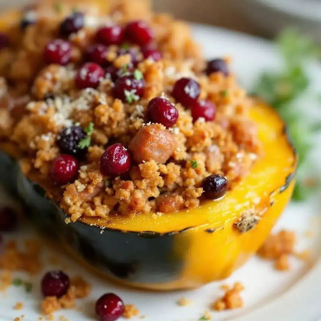 Easy Sausage Stuffed Acorn Squash with Cranberries preparation steps