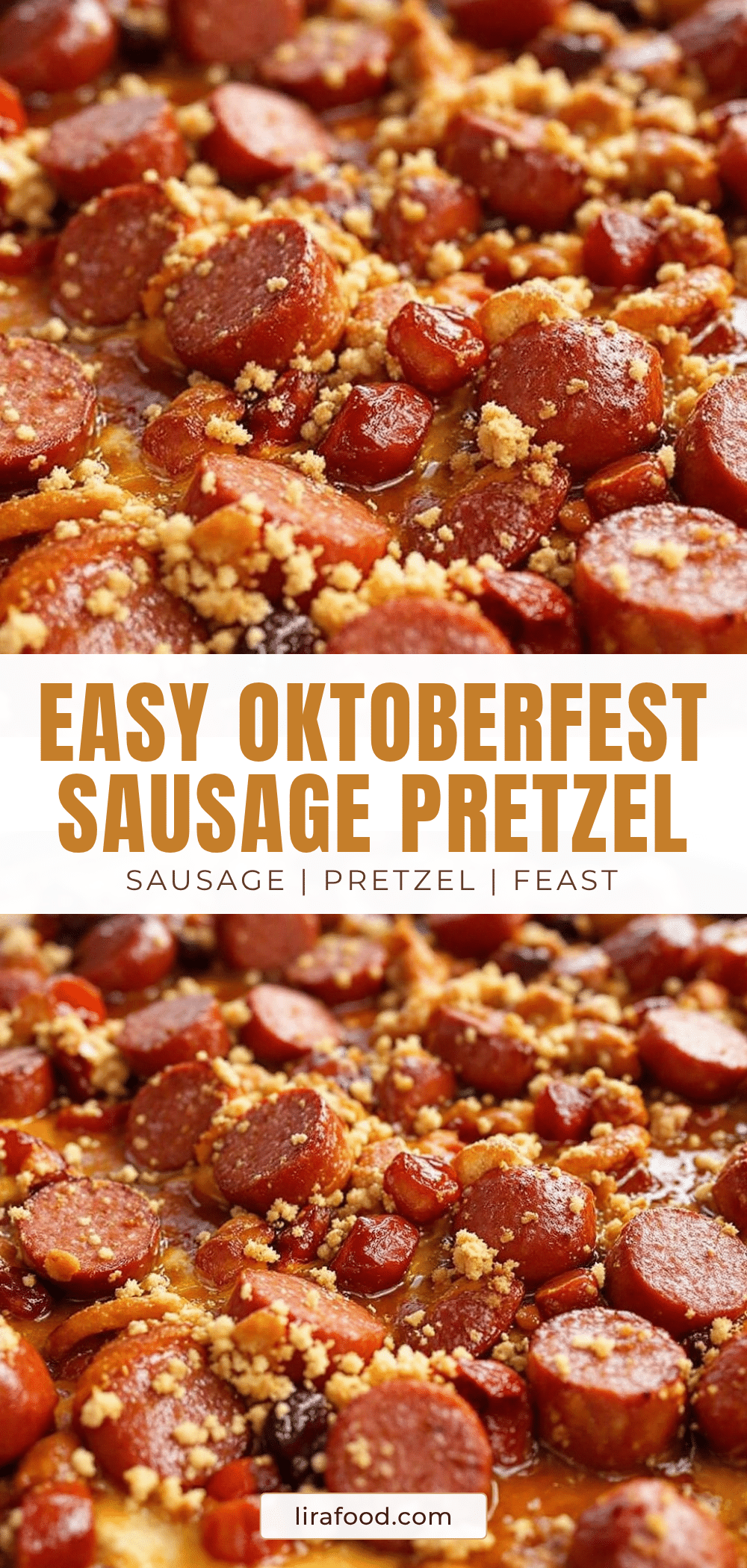 Easy Sheet-Pan Oktoberfest Sausage and Pretzel Bake recipe