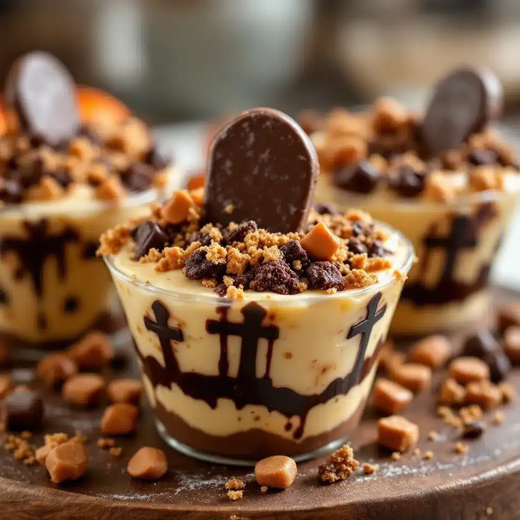 Halloween graveyard pudding cups preparation steps