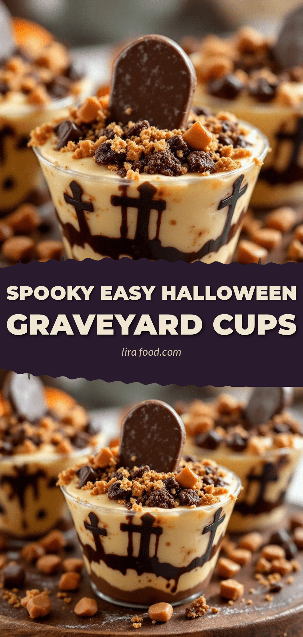 Halloween graveyard pudding cups recipe
