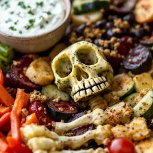 Halloween veggie skeleton platter - featured image