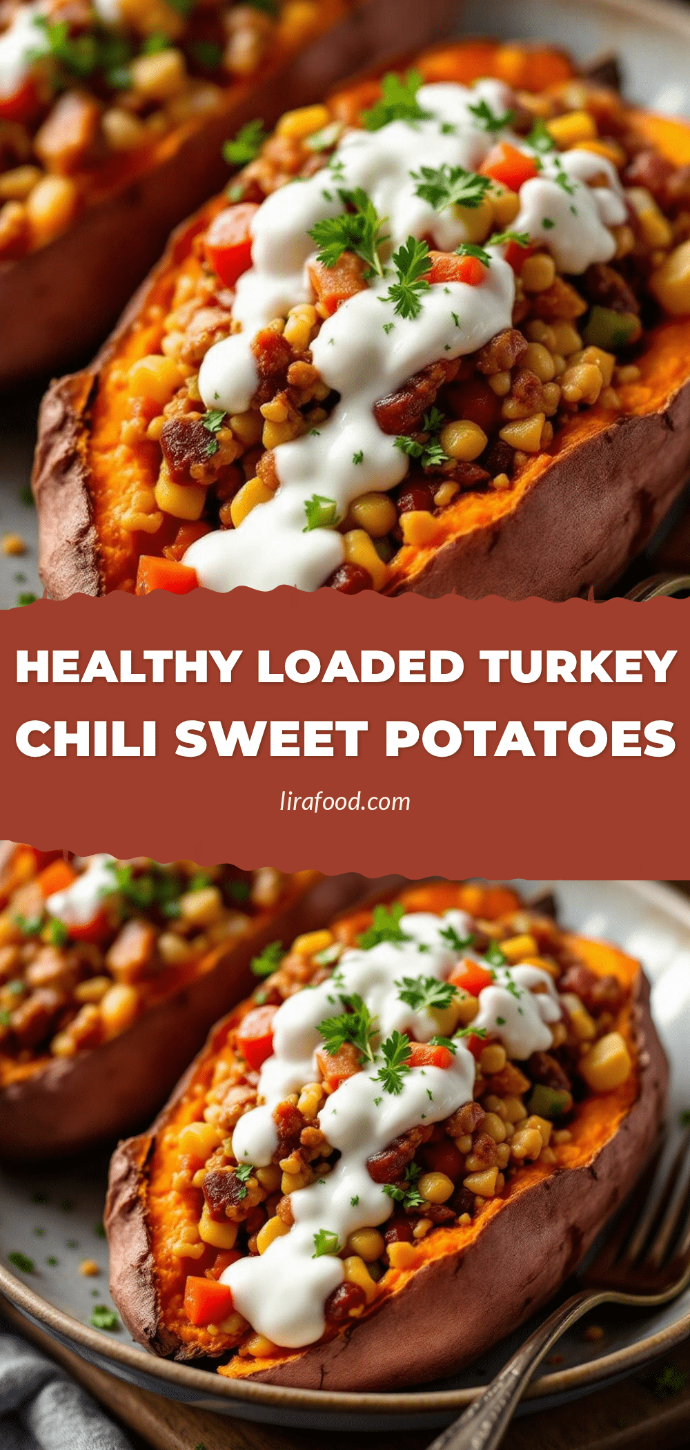 healthy loaded turkey chili sweet potatoes recipe