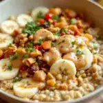 high-protein peanut butter banana overnight oats - featured image