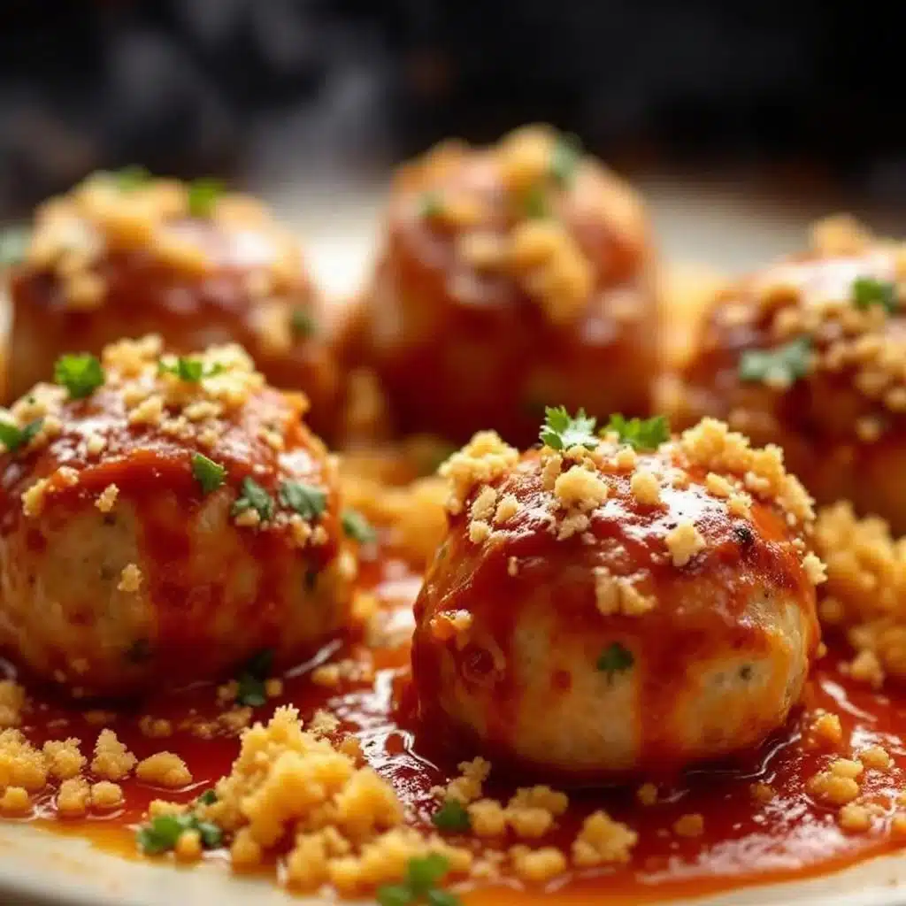 juicy baked chicken meatballs no breadcrumbs - featured image