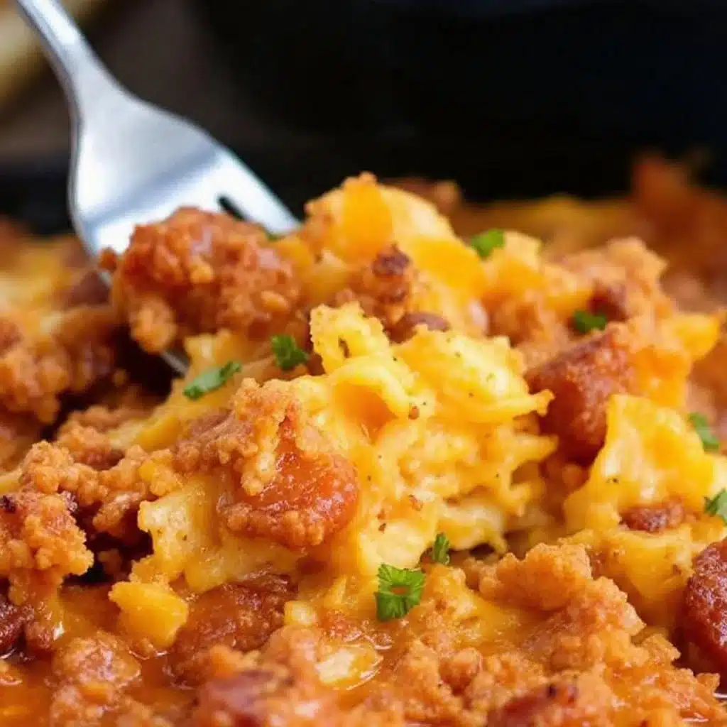 make-ahead sausage hashbrown breakfast casserole - featured image