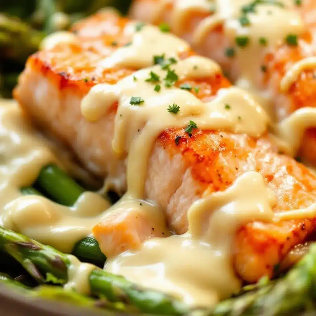 one-pan garlic butter salmon with asparagus - featured image