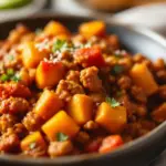 one pot ground turkey pumpkin chili - featured image