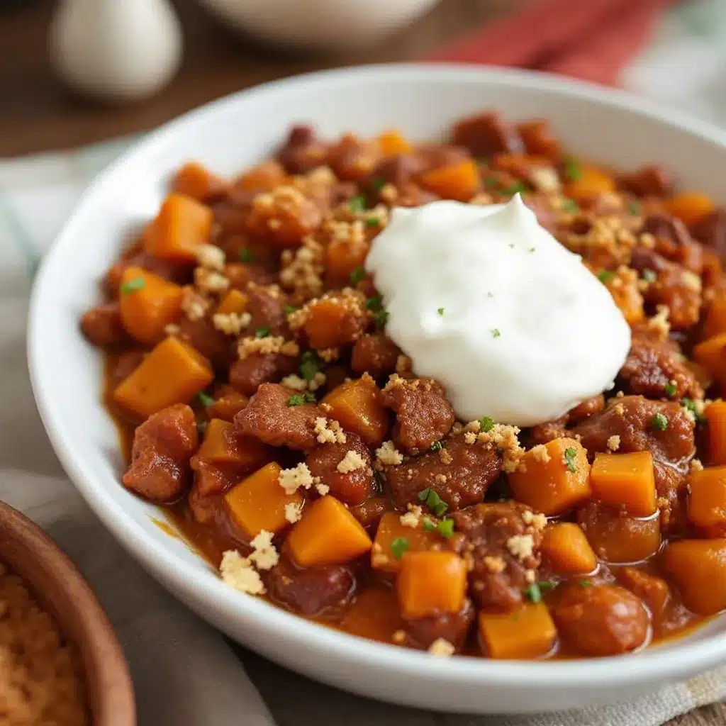 slow cooker beef and butternut squash chili preparation steps