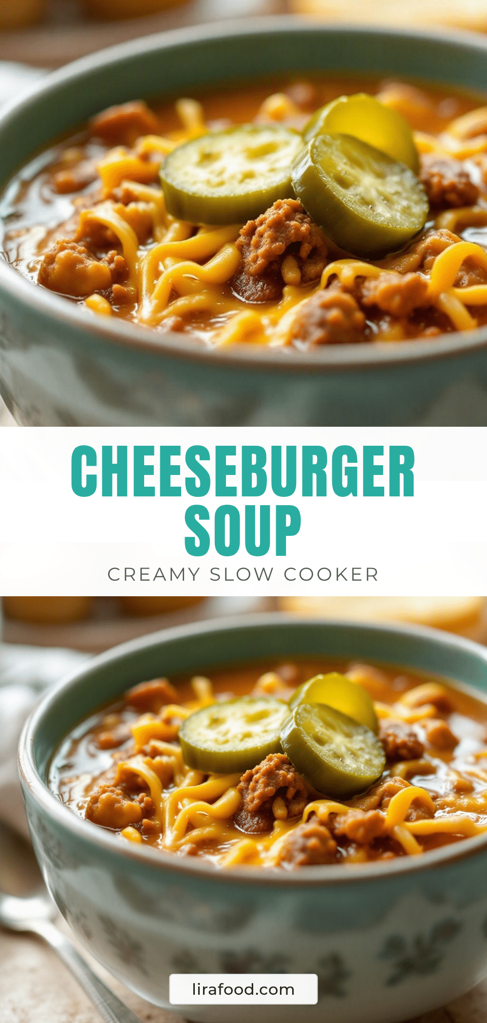 slow cooker cheeseburger soup recipe