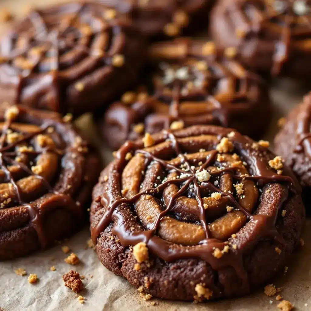 spider web chocolate peanut butter cookies preparation steps