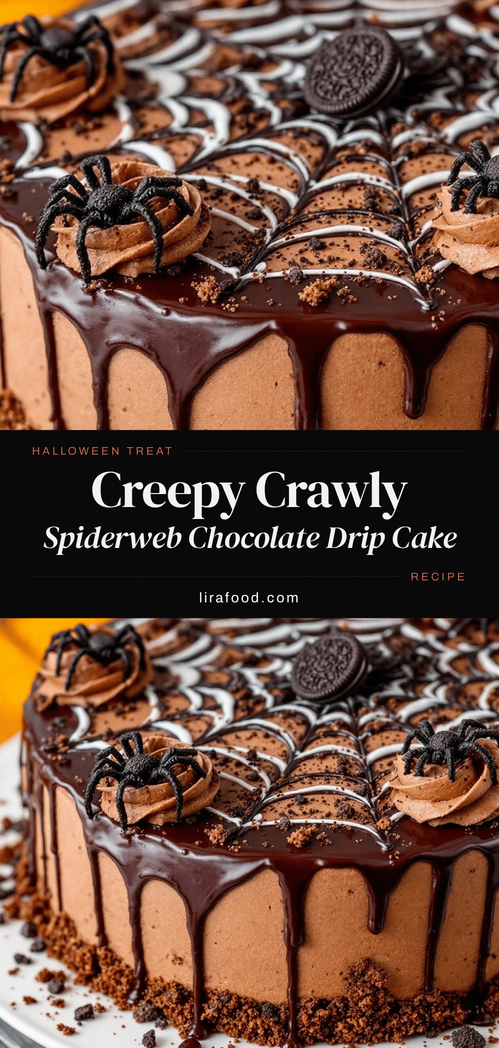 spooky spiderweb chocolate drip cake recipe